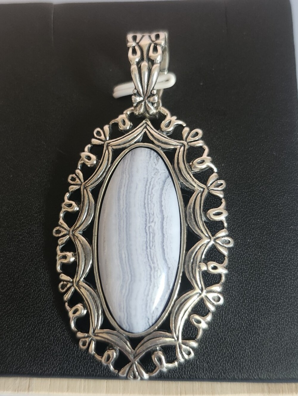 Carolyn Pollack Relios Natural Blue Lace Agate Enhancer Pendant Sterling Silver